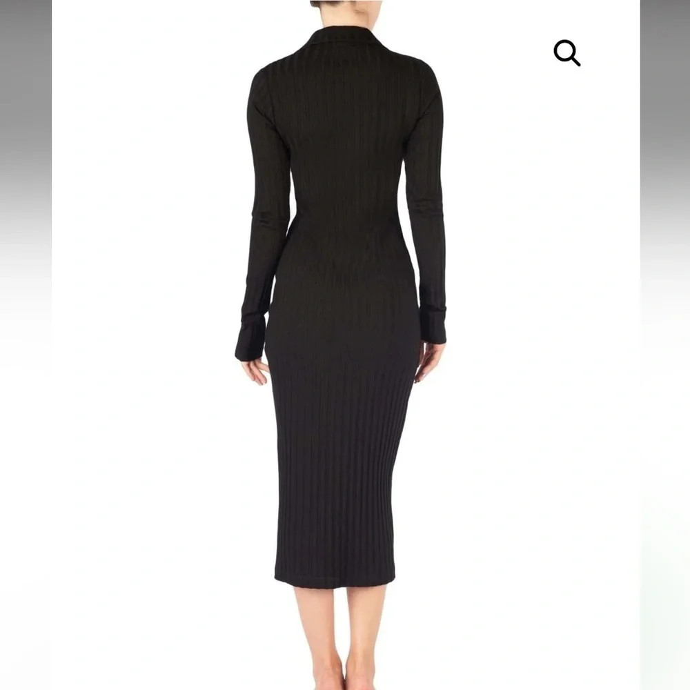 (HEAVY) Good American,Black,Wide-Ribbed Button-Down Midi Dress,NBW, Size 7/US 4X